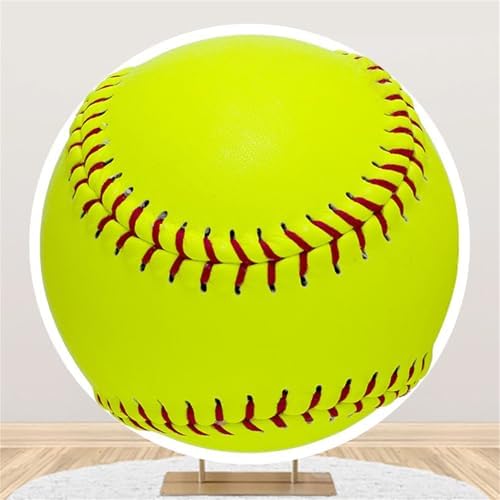 Renaiss 7.2x7.2ft Green Softball Round Backdrop Covers for Photoshoot Girls Kids Portrait Softball 3D Printing Circle Background Baby Shower Birthday Fans Events Party Decors Arch Photo Booth Props by Renaiss