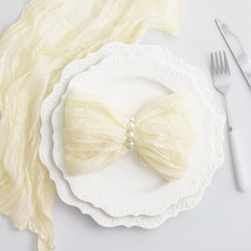 Beige 60 Pack Cheesecloth Napkins Washable 21x21 Inches Beige Cloth Napkins Set of 60 Dinner Table Napkins for Wedding Summer Bridal Baby Shower Rustic Boho Cotton Gauze Party Table Decor - Image 4