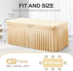 PARTISKY Champagne Spandex Tablecloth for 8ft Rectangle Tables, Stretchable Table Cover Skirt for Folding Tables Weddings Parties Banquets Events Trade Shows and Dessert Table - Image 4