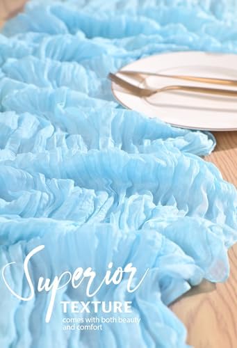 30 Pack Cheesecloth Table Runner 10FT Baby Blue Table Runner Light Blue Boho Gauze Cheese Cloth Table Runners Long Rustic Sheer Table Decorations for Wedding Party Baby Bridal Shower Birthday Holiday - Image 4