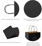 Large Black Kraft Paper Gift Bags with Handles, 13x7x13 Inch, 70 Pack - Image 3
