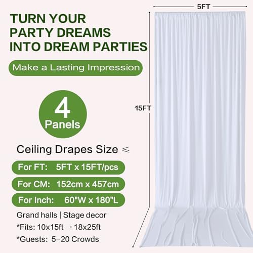 20ft×15ft White Backdrop Curtain for Wedding Parties - Image 6