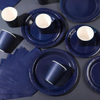 Tioncy 200 Pcs Navy Blue Disposable Paper Plates Cups Napkins - Image 3