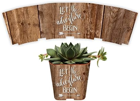 PRODUCT80 Let the Adventure Begin Succulent Wraps Wedding Favors for 2" Pots | Baby Shower | Peel and Stick Stickers | Does NOT Include Succulents or Pots (100 Wraps) by PRODUCT80