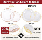 Hioasis 175pcs Clear Rose Gold Plastic Plates 10.25" - Image 3