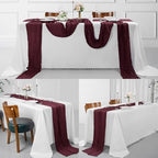 15 Pack Burgundy Cheesecloth Table Runner 9FT Rustic Sheer Table Runners 17x108 Inch Gauze Boho Runner for Wedding Bridal Baby Shower Birthday Party Table Decorations - Image 6