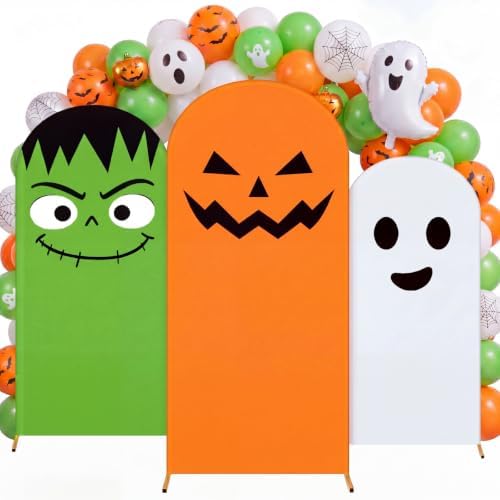 Moukeren 3 Pcs Halloween Arch Cover 4ft 5ft 6ft Pumpkin Ghost Theme - Image 2