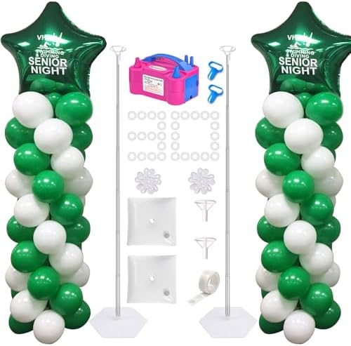 IDAODAN 2 Set Balloon Column Kit and Balloon Pump Electric, Balloon Column Stand with Balloon Pump, 65 inch Height Balloon Tower Stand for Wedding Baby Shower Birthday Party Event Decorations by IDAODANBalloonArchStandDecorations