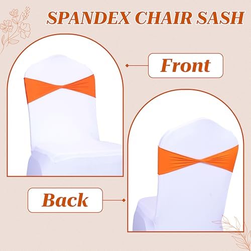 MDS Pack of 200 Spandex Chair Sashes Without Slider Buckles – Orange - Image 4