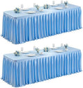2 Packs Blue Satin Tablecloths Rectangle 4FT,Glitter Spandex Fitted Stretch Table Covers Wrinkle-Resistant Floor Length Shimmer Pleated Table Skirt for Wedding Parties Baby Shower Banquets by Partisky