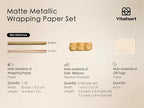 Vitalizart Matte Metallic Gold Wrapping Paper Set 30" Ribbons & Gift Tags - Image 2