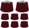 sancua Round Tablecloth 120 Inch Fit 48-96 Inch Tables, 8 Pack Burgundy by sancua