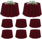 sancua Round Tablecloth 120 Inch Fit 48-96 Inch Tables, 8 Pack Burgundy by sancua