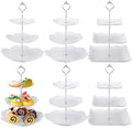 Sawysine 6 Pack 3 Tiered Serving Tray White Plastic Dessert Tower, Silver by Sawysine