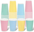 Whaline 100 Pcs Pastel Color Disposable Coffee Cups with Lids 16 Oz Yellow Pink Blue Green Paper Cup Corrugated Ripple Wall Insulated Hot Cups for Spring Summer Silly Goose Home Office Party Supplies by Whaline