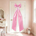 Large Pink Bow Decor, Double Layer Satin 80x20 Inches by TERSUM