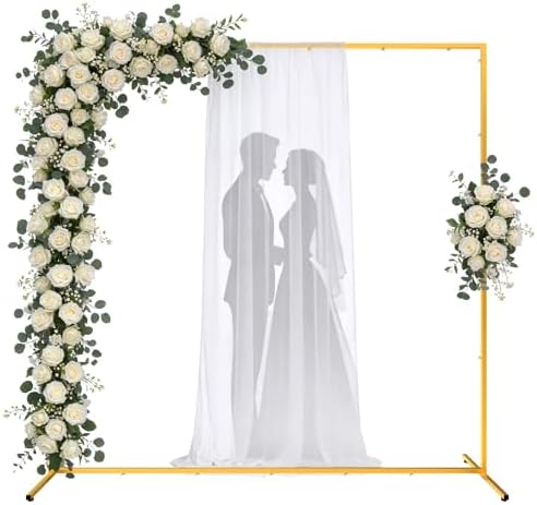 Pureegg Square Backdrop Stand - 6.6FT Gold Balloon Arch Stand with Adjustable Leveling Feet, Easy-to-Assemble Metal Wedding Arch for Wedding Decor, Parties by Pureegg