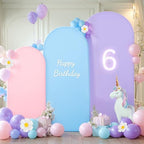 Pink Purple Blue Arch Backdrop Cover 3 Set-4FT, 5FT, 6FT Spandex Fitted Wedding Arch Stand Covers for Baby Shower Birthday Party Wedding Ceremony Photo Arch Stand Background Decorations - Image 3