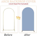 Dusty Blue Wedding Arch Cover Set of 3 Spandex Fitted Arch Stand Covers 5ft 6ft 7ft Balloon Arched Cover Stretchy Backdrop Chiara Arch Backdrop Covers for Baby Shower Wedding Ceremony Party Events - Image 6