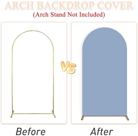 Set of 3 Wedding Arch Cover 6ft 6.6ft 7.2ft Dusty Blue Arch Cover Chiara Backdrop Cover Spandex Fitted Arch Stand Cover Balloon Arch Covers Stretchy Backdrop for Baby Shower Party Ceremony - Image 6