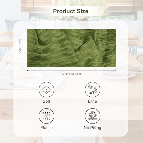 12 Pack Olive Green Cheesecloth Table Runner 35x120 Inch 10Ft Rustic Gauze Cheese Cloth Table Runner Sheer Cheesecloth Table Runners for Wedding Party Bridal Shower Decoration - Image 4