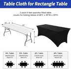 Fixwal 3 Pack 8FT Black Tablecloth Rectangle Spandex Fitted Table Cover - Image 4