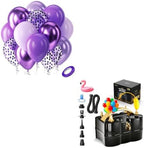 Bezente Purple Latex Balloons Kit, 60pcs 12 inch Dark Purple Metallic Chrome Confetti Lavender Lilac Balloons and Electric Balloon Pump Multiple by Bezente