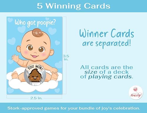 Party Hearty Baby Shower Scratch-Off Game, Poopie Emoji Cards - Blue Boy (Pack of 3) - Image 3
