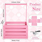 Suzile Baby Shower Crate Wooden Closet Baby Basket Gift,Pink - Image 3