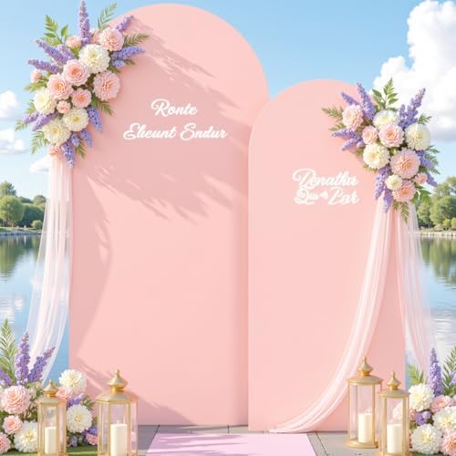 Dusty Rose Photo Arch Backdrop Cover Set of 2 for Party Spandex 7.2 and 6ft Arch Covers Stretchy Backdrop Baby Shower Balloon Arch Stand Covers for Girls Birthday Wedding Bridal Shower Background - Image 4