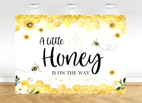 20X10ft Fabric Honeycomb Sunflower Bee Backdrop, A Little Honey is On The Way Photography Background, Party Decorations Tapestry, Wedding Baby Shower Wall Decor, Photo Studio Props by kolyulahair
