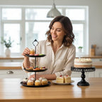 8 Pcs Cake Stands Set Metal Dessert Table Display Tiered Cupcake Holder Candy Donut Fruit Plate Cake Serving Tray Candlestick Display Treats Serving Tower for Wedding Birthday Party Decor (Black) - Image 7