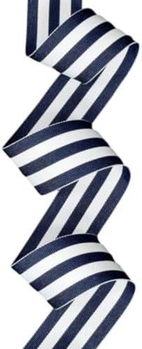 USA | American Made 1-1/2" Navy & White Taffy Striped Grosgrain Ribbon - 50 Yards by TheRibbonFactory%C2%AE