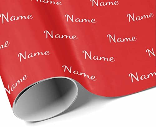 MyPupSocks Custom Name Wrapping Paper, Personalized Gift Wrap Paper with Funny Text Logo Name Red Wrapping Paper Roll for Mom Dad Grandma Birthday Christmas Wedding 5 Rolls - Image 3