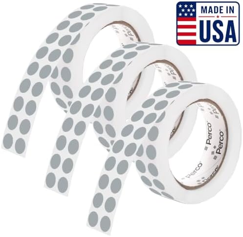 Perco Grey Perforated Round Circle Dot Sticker 1/2-Inch Labels — 3 Rolls, 9,000 Stickers - Minimalist Events, Invitations for Subtle Coding & Neutral Marking, Strong Adhesive - Made in USA by Perco