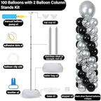 2 Sets Adjustable Balloon Column Stand Kit with Bases（Black & Silver） - Image 2