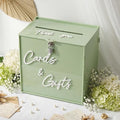 BreezeHug 10" Sage Green Acrylic Wedding Card Box with Lock & 3D Letters by Unknown