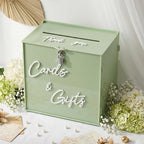 BreezeHug 10" Sage Green Acrylic Wedding Card Box with Lock & 3D Letters by Unknown