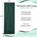 50ft x 10ft Wrinkle Free Hunter Green Backdrop Curtain for Jungle Parties, 10 Panels 5×10ft Soft Silky Green Polyester Photo Backdrop Drapes for Wedding Birthday Photography Christmas Background Cloth - Image 5