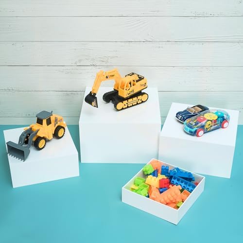 10” Large Buffet Risers with Mini Signs, Table Risers, Buffet Risers and Stands, Acrylic Cube Display Box Riser for Catering Party Buffet Table Food Display, Dessert, Cakes - White, Set of 4 Boxes - Image 5