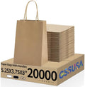 GSSUSA Paper Gift Bags 5.25x3.75x8 Inch 20000 Pack, Valentine's Day Gift Wrap Bags with Handles, Brown Kraft Paper Bag for Small Business, Heavy Duty Bulk, for Birthday Party Favors, Shopping, Retail by GSSUSA
