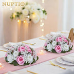 NUPTIO Flower Balls for Table Centerpieces: White & Pink Artificial Flowers - Image 2