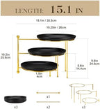MALACASA Round 3 Tier Serving Tray, 10 Inch Black Porcelain Dessert Stand - Image 2
