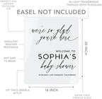 Andaz Press 16"X20" White Personalized Acrylic Baby Shower Sign, Baby Shower Welcome Sign, Gender Neutral Modern Large Customized Baby Shower Sign For Easel Stand, Baby Shower Acrylic Sign - Image 5