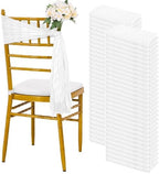 60 PCS White Chair Sashes Cheesecloth Sashes Rustic Chair Decorative Bows Designed ChairCover for Wedding Banquet Party Aisle Home Kitchen Decoration (16 x 70 inch) by Pesonlook