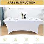 6-Pack 4ft White Spandex Table Covers for Rectangular Folding Tables - Wrinkle Resistant Stretch Tight Table Cloths - Ultimate Fitted Table Protector for Parties, Trade Shows, and Wedding - Image 6