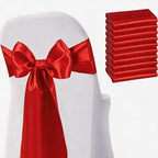 Satin Chair Sashes Bows 50 Pack Universal Polyester Chair Ribbons for Wedding Anniversary Retirement Party Birthday Engagement Banquet Graduation Bridal Shower Outdoor Events Decor (Red, 50 pcs) by JKDMJF