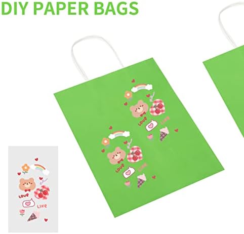 Toovip 100 Pack 8x4.75x10 Inch Medium Grass Green Kraft Paper Bags with Handles Bulk, Gift Wrap Bags for Favors Grocery Retail Party Birthday Shopping Business Goody Craft Merchandise Take Out Sacks - Image 5