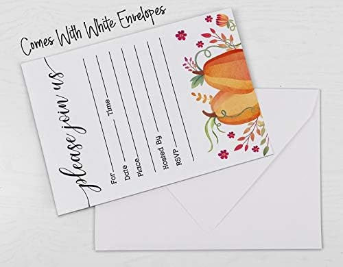 Pack of 30, Please Join Us Invitations with Envelopes, Autumn Pumpkin Watercolor Invites for Your Wedding, Bridal Shower, Baby Shower, Engagement Party, Birthday 5 X 7 Inches - Image 6