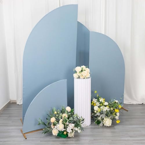 Efavormart Set of 4 Dusty Blue Spandex Half Moon Arch Covers, Custom Fit Chiara Backdrop Slipcovers 2.5ft-7ft for Coastal Weddings and Winter Galas - Image 2